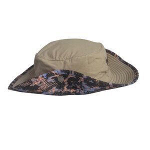 Mission Boonie Hat Snap Brim Drawstring Beige Camo Trim Outdoor Sun Protection